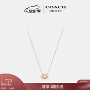 蔻馳（COACH）奧萊女士項鏈高級感時(shí)尚百搭飾品禮物 經(jīng)典標志RONDELL項鏈 金色/粉色