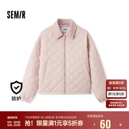 森馬（Semir）棉服女燈芯絨翻領(lǐng)菱形格復(fù)古2024冬三防寬松輕薄棉衣109724112007