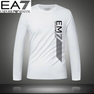 Emporio Armani EA7阿瑪尼純·棉長袖T恤圓領(lǐng)衛(wèi)·衣秋季潮流大碼男裝打底衫 長袖A1929白色 XL