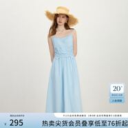 范思藍恩【徐若晗同款】腰精裙設計感吊帶連衣裙女拼接蕾絲裙子女 晴空藍 XS