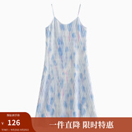 茵曼（INMAN）波西米亞吊帶油畫連衣裙女2025夏季新款度假裙子 藍色 M