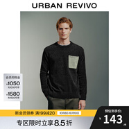 UR2025春季新款男裝時尚輕熟風(fēng)拼色口袋寬松針織衫UMM940004 黑色 XS