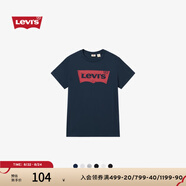 Levi's李維斯情侶美式寬松印花簡約舒適潮流純棉圓領(lǐng)短袖T恤情侶衣櫥 藏青色 002A0-0002 L