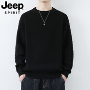 JEEP SPIRIT純棉毛衣男冬季寬松圓領(lǐng)針織衫軟糯純色感線(xiàn)衫加厚內搭線(xiàn)衣 黑色 M 120斤以?xún)?
                                         title=