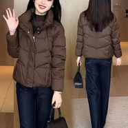思羽君反季清倉短款羽絨棉服女2025冬季新款時(shí)尚顯瘦加厚保暖休閑棉衣 咖啡色-快要搶光 M 80-105斤