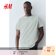 H&M男裝女裝T恤秋季透氣圓領(lǐng)短袖運(yùn)動(dòng)上衣短袖內(nèi)搭打底衫0685816 淺鼠尾草綠 XL 180/116