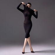 天鵝絨連體長(cháng)裙絲襪五指襪帶頭套緊身連衣裙絲襪Cos性感全包臀裙 黑色120D天鵝絨 長(cháng)袖長(cháng)裙均碼90-180斤