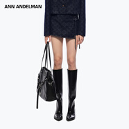 ANN ANDELMAN官方直營(yíng)原牛鐳射燒花短裙不規則牛仔裙包臀半身裙 深藍色 S