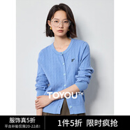 初語小香風(fēng)針織開衫女2024年秋季新款圓領(lǐng)顯瘦毛織外套 天藍(lán)色8433803 M