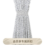 SNIDEL2025春夏新品優(yōu)雅印花荷葉邊小飛袖茶歇連衣裙SWFO252004 淡藍色 K S (0)
