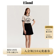 ELAND衣戀半身裙百褶裙A字裙設(shè)計(jì)感超短裙溫柔甜美風(fēng)夏 黑色(19)Black M 165