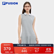 FILA FUSION斐樂潮牌女子針織連衣裙2025夏季無袖百褶連身裙