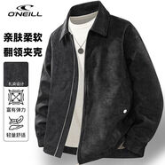 O'NEILLONEILL/奧尼爾春秋季夾克美式翻領(lǐng)休閑寬松復古潮流扎染ins外套 黑色 M 建議90-125斤