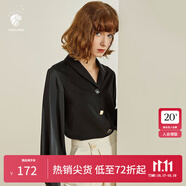 范思藍(lán)恩春秋新款雪紡白襯衫女設(shè)計(jì)感小眾復(fù)古港味職業(yè)裝襯衣女 黑色 XL