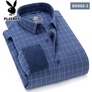 花花公子正品白鴨絨羽絨襯衫男中年加絨加厚長(cháng)袖格子襯衣休閑保暖衣羽絨服 淺灰色 PM-BN888-3白鴨絨 41 135斤-145斤體重穿