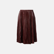 Proenza Schouler【秋冬新品】 Rosalyn細皺布人造皮革中長(cháng)半身裙 P01078386 酒紅色 M CN 165/92