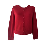 哥弟（GIRDEAR）福利新款爆款百搭圓領(lǐng)質(zhì)感長(cháng)袖針織開(kāi)衫外套148023 紅色(4T09135) S (2)