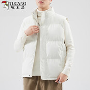 啄木鳥(niǎo)新品加厚加絨黑色棉馬甲男士冬季保暖背心棉服外套K雙十一 米白色 M _【建議60-80斤】