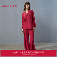 愛慕紅色本命年家居服套裝女海藻家居服翻領(lǐng)開襟睡衣睡褲套裝AM46A292 紅色JF0 165