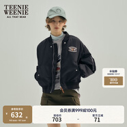 Teenie Weenie小熊秋冬簡約休閑復(fù)古飛行員夾克棉服棒球服外套女裝 黑色 S (160)