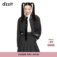 DZZIT地素春夏新款復(fù)古運(yùn)動(dòng)棒球領(lǐng)撞色設(shè)計(jì)千鳥格棒球衫外套女 黑色 M