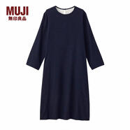 無(wú)印良品 MUJI 女式 棉法蘭絨 套頭連衣裙 深海軍藍 L