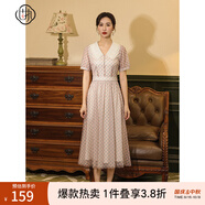 固執（OBSTINATE）【特價(jià)】夏季新款歐式短袖網(wǎng)紗格子中長(cháng)連衣裙81322LQ07278 粉紫格子 M 165/84A