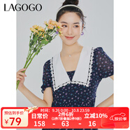 LAGOGO拉谷谷夏季新款甜美娃娃領(lǐng)泡泡袖雪紡連衣裙女 混色(Y0) XL 170/42