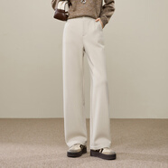 逸陽(yáng)（ESE-Y）奧粒絨窄版闊腿褲女2025年冬季毛呢休閑直筒長(cháng)褲 杏色 29