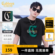 卡賓男裝 【涼感】索羅那暈染印花T恤秋潮流肌理LOGO短袖街頭休閑A 漆黑色-涼感 XL /180/52