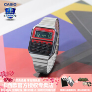 卡西歐（CASIO） 男表女表卡西歐手表男女情侶表學(xué)生時(shí)尚運動(dòng)表太陽(yáng)能雙顯電子表 CA-500WE-4BDF經(jīng)典銀紅 可計算器