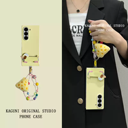KLANROins膚感奶黃小狗支架手提鏈適用于三星zfold6/5/4/7手機殼新款折疊屏韓國GalaxyW24/23/22限量翻蓋 兩件套膚感-奶黃色+奶黃小狗折疊 三星GalaxyZFold6