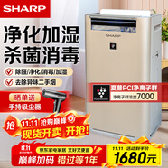 夏普 （SHARP）空氣凈化器消毒機(jī) 家用室內(nèi)除甲醛 消毒凈化機(jī) 除霧霾異味煙塵殺菌除異味  KC-GG50-N 無霧加濕金色