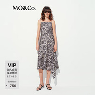 MO&Co.連衣裙2025夏新品豹紋美學不規(guī)則吊帶裙可調(diào)節(jié)肩帶露背MBE2DRST37 駝棕豹紋色 M /165