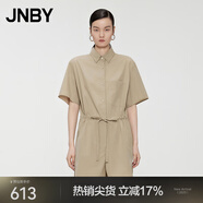 江南布衣（JNBY）夏季女裝連體衣寬松休閑直筒襯衫領(lǐng)通勤風(fēng)5O4F14110 249/淺雜駝 M