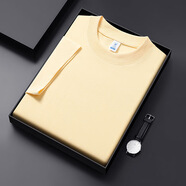 亨特森（Hengtesen）索羅那7A220g圓領(lǐng)短袖T恤男2025夏季新款落肩透氣吸汗男士T恤 米黃色 M