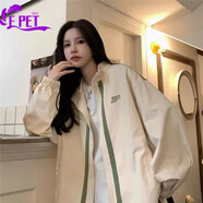 EPET工裝外套女春秋韓版休閑寬松BF2025秋季新款潮日常百搭森系風(fēng)衣學(xué) 杏色【雙層】 M 建議100-115斤