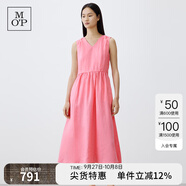 Marc O'Polo/MOP 【商場(chǎng)同款】夏季亞麻V領(lǐng)寬松收腰無袖連衣裙女收腰 粉色620 XS 32/155