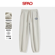 SPAO韓國同款美式復古束腳褲男冬季加絨保暖簡(jiǎn)約百搭衛褲SPWK25SK19LD 淺卡其#SP藏藍1980X L