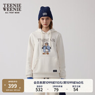 Teenie Weenie小熊加絨衛(wèi)衣女秋冬學院風休閑索羅娜連帽衛(wèi)衣套頭衫 象牙白 S (160)
