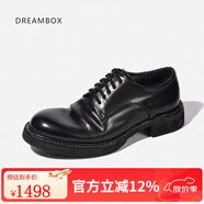 dreambox鈞博vibram高端馬臀皮休閑皮鞋手工固特異皮底男士德比鞋 黑色啞面 42
