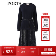 PORTS寶姿女裝連衣裙春季時尚星夜藍蕾絲拼接衛(wèi)衣裙SM8N008RCD014 星際藍-1 L (8)