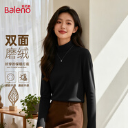 班尼路（Baleno）米色半高領(lǐng)加絨打底衫女2025新款內搭德絨長(cháng)袖t恤女裝上衣秋冬季