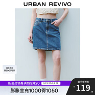 UR2025夏季新款女裝休閑簡(jiǎn)約復(fù)古水洗牛仔半裙UYU850041 藍(lán)色 (無(wú)內(nèi)襯) M