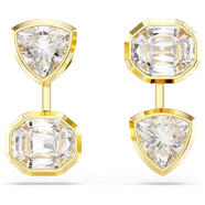 施華洛世奇（SWAROVSKI）女士耳夾不對稱(chēng)設計時(shí)尚簡(jiǎn)約精致優(yōu)雅閃耀光澤金色電鍍 initial