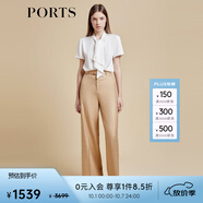 PORTS女裝春季休閑鹿茸棕腰帶裝飾直筒褲LD8P088MWQ047 鹿茸棕 2