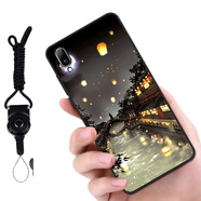 馳漢牌 適用vivo X23手機殼 適用vivoX23幻彩版保護套 全包防摔磨砂個(gè)性卡通軟殼 月夜河景+掛繩 vivoX23幻彩版【V1816A】