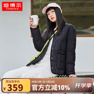坦博爾羽絨服女短款翻領(lǐng)韓版寬松女士燈芯絨外套TD236266 黑色 155 