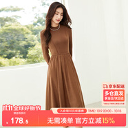 尚都比拉秋冬復(fù)古氣質(zhì)女神范打底針織連衣裙中長(zhǎng)款顯瘦a字裙 板栗棕 S 