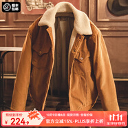 馬登工裝美式復(fù)古燈芯絨棉服夾克男仿羊羔毛秋冬保暖外套男士加厚棉衣 姜黃色 S